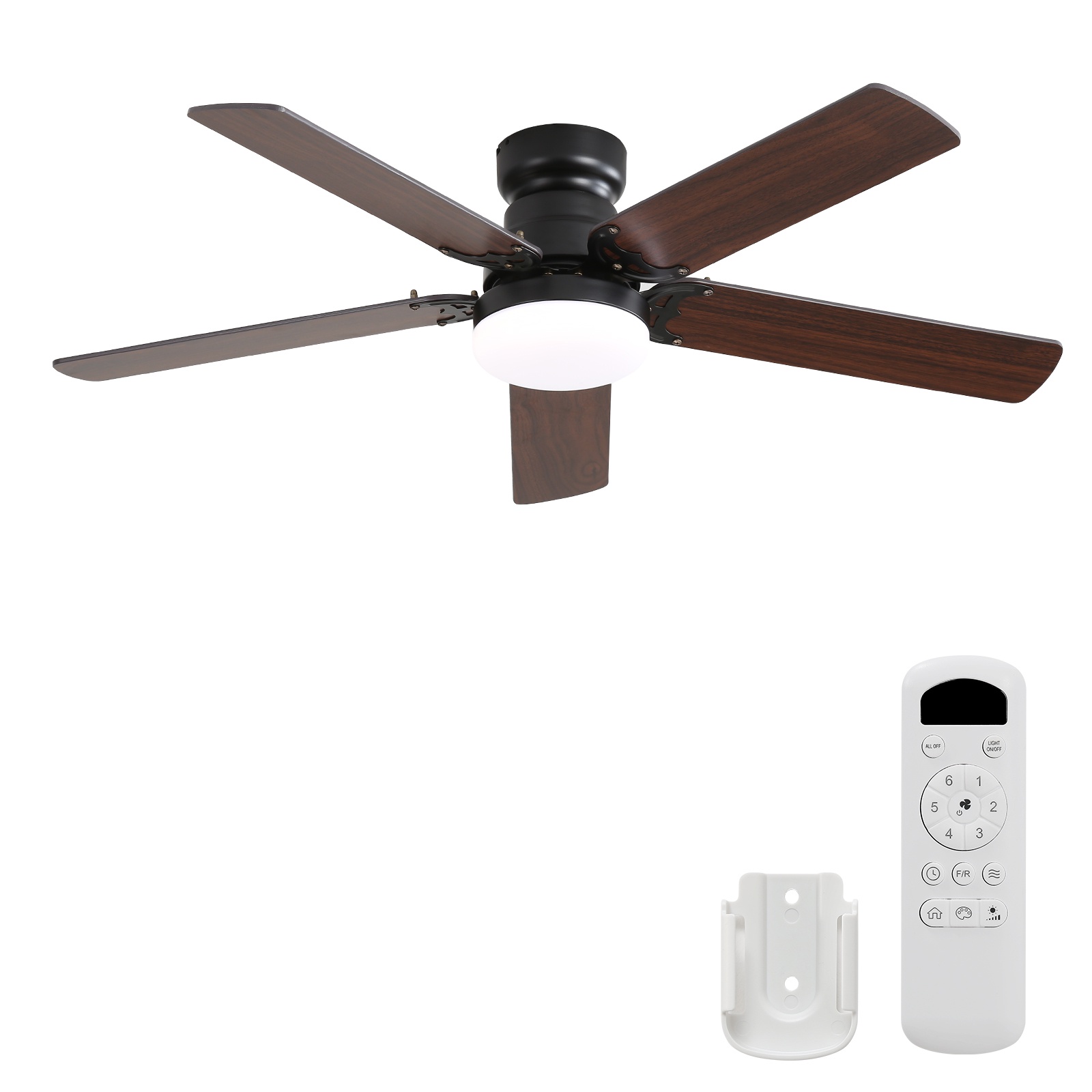 Deckenventilator Mit Leuchte, 106 Cm, Leiser Betrieb Mit Fernbedienung, 6 Geschwindigkeitsstufen Und Timer Für Schlafzimmer Und Wohnzimmer, Schwarz