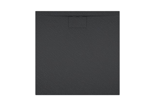 Duschtasse Duschwanne 80x80x3 flach Mineralguss in Anthrazit DIN-Anschlüsse für bodengleiche Montage geeignet Geoma07 - Doporro