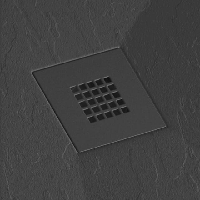 Mirlo - Mineralguss-Duschwanne extra flach onda Schieferoptik schwarz 80x200 cm Auslaufschutz in Farbe
