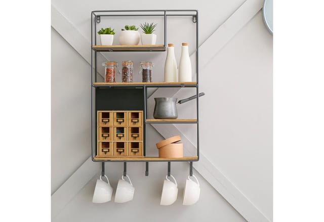 Relaxdays Tee Organizer, 9 Fächer, Bambus, HxBxT: 29 x 30 x 11,5 cm, zum Hinstellen o. Aufhängen, Teeaufbewahrung, natur