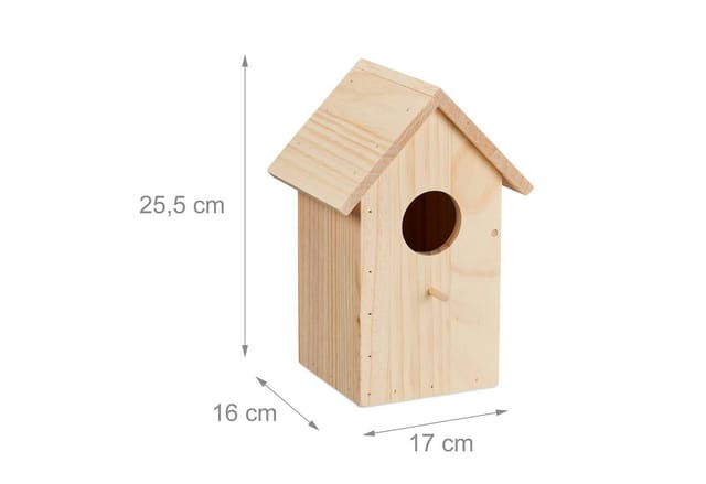 Relaxdays Nistkasten für Kohlmeise & Gartenrotschwanz, aufklappbar, naturbelassenes Holz, Vogelhaus zum Aufhängen, natur