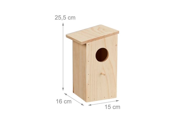 Nistkasten für Kohlmeise & Gartenrotschwanz, aufklappbar, naturbelassenes Holz, Vogelhaus zum Aufhängen, natur - Relaxdays