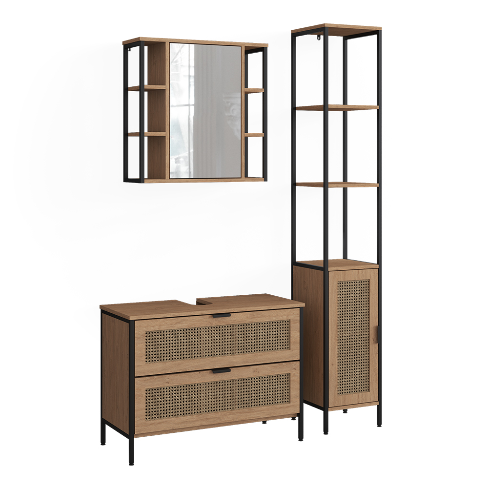 Badmöbel-set Linara, Eiche, 3-teilig, Vicco