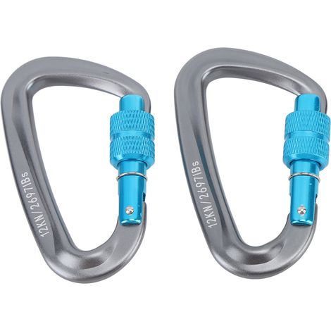 2 Stück 12 Kn Selbstverriegelnde Kletterkarabiner, Leichte Karabiner Für Felsklettern Und Bergsteigen, D-förmig