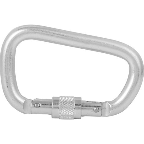 Hochfester D-förmiger Kletterkarabiner, Außenschraubverschluss, Hohe Tragfähigkeit, Für Bergsteigen, Silberfarben