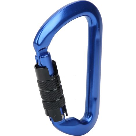 Robuster, Selbstverriegelnder D-förmiger Karabiner Aus Luftfahrtaluminium Für Sicheres Klettern Und Camping Im Freien (blau)