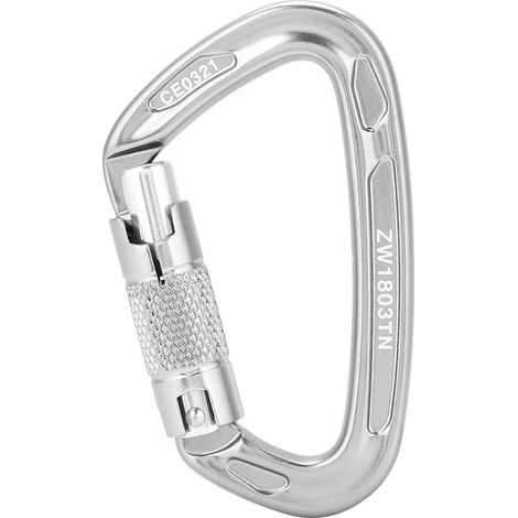 25 Kn Sicherheitskarabiner Mit D-ring Und Verriegelung, Ausrüstung Für Kletter- Und Rettungseinsätze Im Freien, Grauer Karabiner