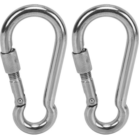 Set Aus 2 Edelstahl-verschlusskarabinern Für Wandern, Hängematten, Hundeleinen Und -geschirre, 11 Mm.