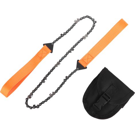 11-zahnige Taschenkettensäge, Tragbares Überlebenswerkzeug Zum Holzschneiden, Orangefarbene Notfallausrüstung Mit Griffen Für Camping Und Wandern.