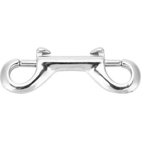 Robuster, Silberfarbener Edelstahl-doppelhakenkarabiner Mit Bolzenverschluss, 100 Mm, Zum Tauchen Und Klettern