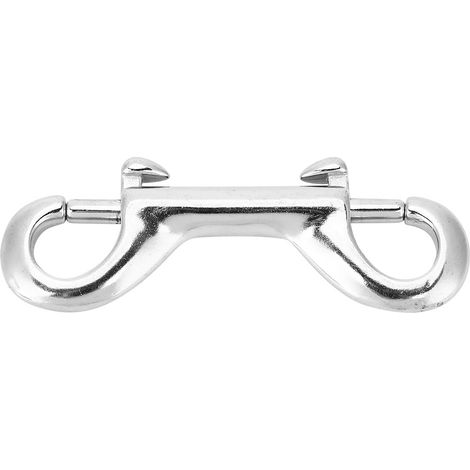 Robuster, Silberfarbener Edelstahl-doppelhakenkarabiner, 65 Mm, Tauchschlaufe