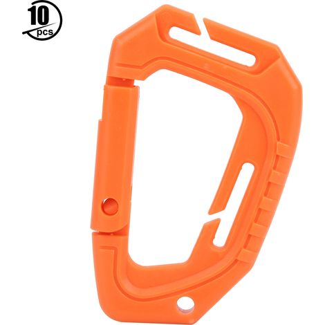 Packung Mit 10 Hochfesten D-ring-karabinern Aus Kunststoff In Orange, Schlüsselringhaken Für Outdoor-klettern