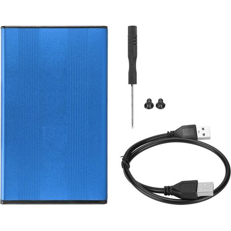 Externes 2,5-zoll-festplattengehäuse Mit 2 Tb Speicherkapazität, 480 Mbit/s Übertragungsgeschwindigkeit, Aluminiumlegierung, Usb 2.0-anschluss, Kompatibel Mit Windows Und Vista, Farbe: Blau