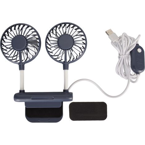 Tischventilator Mit 2 Ventilatorköpfen, 3 Geschwindigkeitsstufen, 2 M Usb-kabel, Leiser Betrieb, Platzsparender Clip, Für Heimcomputer, Blau