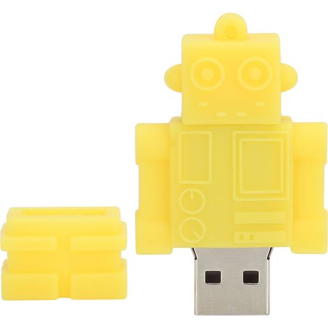 16 Gb Usb-stick Mit Gelbem Cartoon-roboter, Abnehmbar, Zum Speichern Und Übertragen Von Daten – Geschenkidee