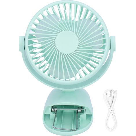 Wiederaufladbarer Usb-tischventilator, Mini-3-blatt-clip, Starker Luftstrom, 4 Geschwindigkeitsstufen, Umweltfreundlicher Kühler