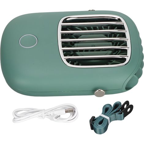 Wiederaufladbarer Nackenventilator Per Usb, 3 Geschwindigkeitsstufen, Tragbar, Freihändig, Vertikaler Luftstrom, Mit Verstellbarem Kabel, Grün