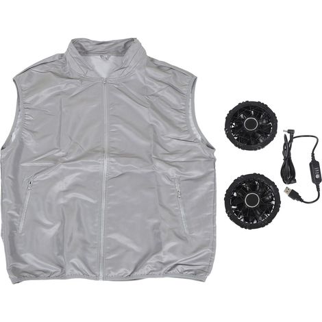 Kühlende Weste Mit Ventilator Für Damen Und Herren, Ärmellos, Mit Klimaanlage, Ausgestattet Mit 2 Bürstenlosen Ventilatoren, Ideal Für Heiße Sommertage, Z. B. Zum Arbeiten, Angeln Oder Wandern, Grau