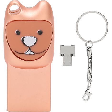 16 Gb Usb 2.0-stick In Roségold, Niedlicher Tragbarer Speicherstick Mit Cartoon-motiv Und Adapter Für Android, Plug & Play