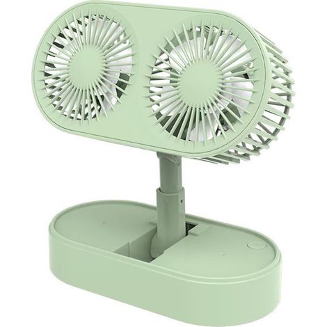 Zusammenklappbarer Tischventilator Mit Zwei Rotierenden Motoren, 3 Geschwindigkeitsstufen, Usb-aufladbar, Tragbar, Für Zuhause, Küche, Camping Und Outdoor-aktivitäten.