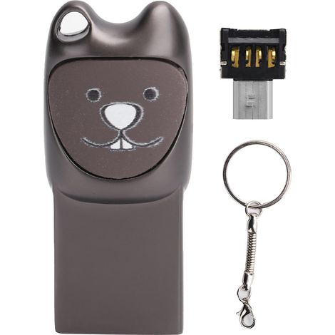 Grauer 16-gb-usb-2.0-stick Im Cartoon-metalldesign, Android-adapter Für Die Dateiübertragung