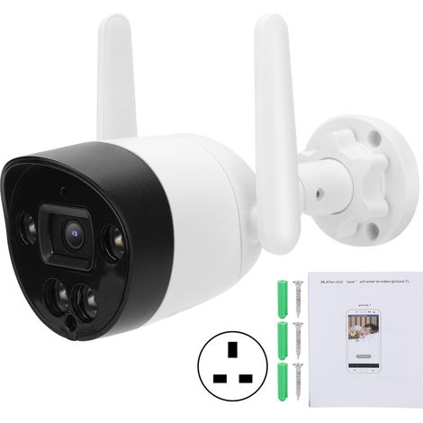 1080p-wlan-kamera Mit Bewegungserkennung, Infrarot-nachtsicht, Ip66 Wasserdicht, Für Die Außenüberwachung, 100–240 V Uk-stecker