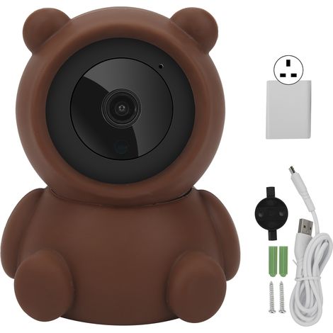1080p Wifi-überwachungskamera, Schwenk-/neigefunktion, Braunbär-design, Nachtsicht, Zwei-wege-audio, Für Zuhause, Uk-stecker 100-240v.
