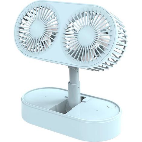 Klappbarer Tischventilator Mit Zwei Rotierenden Motoren, 3 Geschwindigkeitsstufen, Usb-aufladbar, Tragbar, Für Zuhause, Küche, Camping Und Outdoor-aktivitäten.