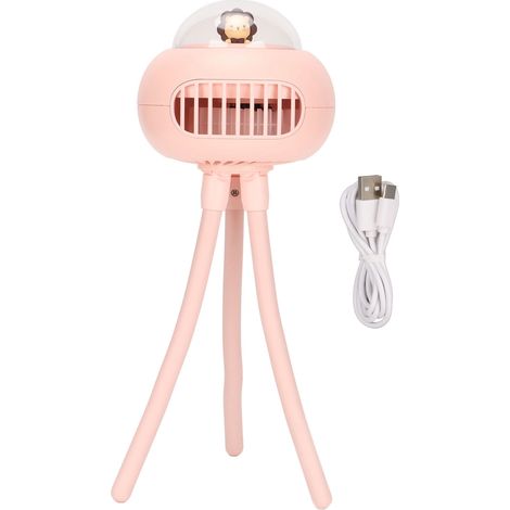 Wiederaufladbarer, Tragbarer Kinderwagenventilator Mit Usb-anschluss, 4 Geschwindigkeitsstufen, Leise, Stativdesign, 360°-drehung (horizontal) Für Fahrräder, Pink