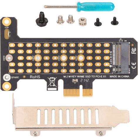 Nvme M.2 Auf Pcie X1 Adapter, Aluminium-riserkarte Mit Kühlkörper, Halbhöhen-blende, Für Windows-desktop-pcs