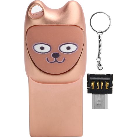 Usb 2.0 Speicherkarte, Metall-laufwerk, Cartoon-2-in-1-adapter Für Android-handys, Smiley-gesicht, Roségold, 4g