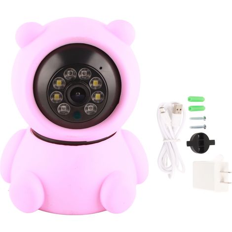 1080p Wlan-ptz-kamera Mit Rosa Bärenmotiv, Nachtsicht, Zwei-wege-audio, Videoüberwachung Für Zuhause, Fernverstellbarer Betrachtungswinkel, 100–240 V Us-stecker