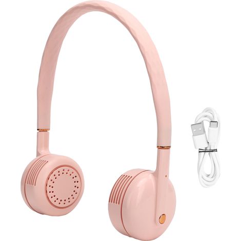 Usb-wiederaufladbarer Nackenventilator, Tragbar Und Verstellbar Für Reisen Im Freien, Pinkfarbene Elektrische Kühlung