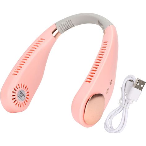 Lüfterradloser Nackenventilator, 3 Geschwindigkeitsstufen, Usb-aufladbar, 3000-mah-akku, Leise, Freihändig Bedienbar, Umgebungslicht Für Büro Und Reisen, Pink