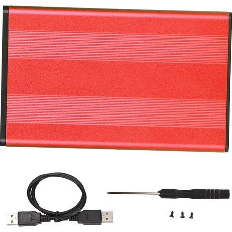 2,5-zoll-usb-2.0-festplattengehäuse (480 Mbit/s), Robustes Aluminium, Einfache Installation, Plug & Play, Rotes Festplattengehäuse