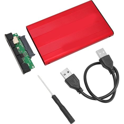 Externes Gehäuse Für 2,5-zoll-festplatten, Usb 2.0-zu-sata-schnittstelle, 480 Mbit/s Übertragungsgeschwindigkeit, Aluminiumlegierung, Rote Farbe.
