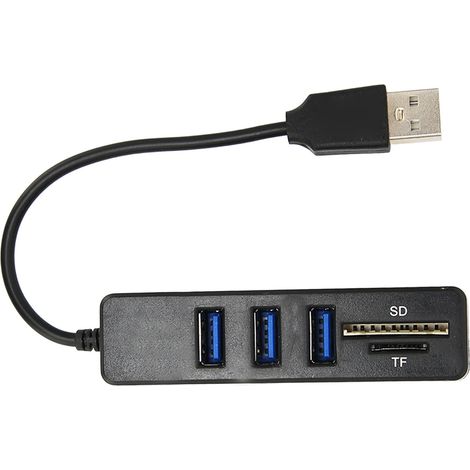 Schwarzer Usb 2.0 Hub – Mehrere Usb-anschlüsse, Hochgeschwindigkeits-speicherkartenleser, Schnelle Übertragung, Plug & Play, Einfacher Zugriff