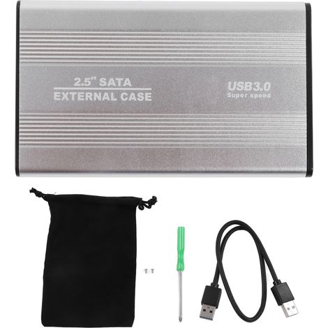 Externes Gehäuse Für 2,5-zoll-festplatten Mit 4 Tb, Silbernes Aluminium, Mit Led-anzeige, Hot-swap-fähig, Usb 3.0-anschluss (5 Gbit/s), Externes Festplattengehäuse