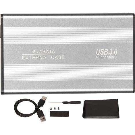 Ultraschlankes 2,5-zoll-gehäuse Für Externe Festplatten (5 Gbit/s, Usb 3.0), Leichter Laptop-adapter, Kompatibel Mit Windows 7/10, Silber