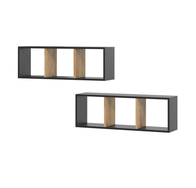 Vicco - Wandregal Tomy, Anthrazit/Goldkraft Eiche, 90 x 30 cm 2er Set