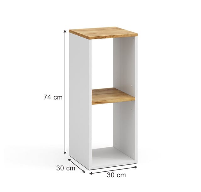 Vicco - Bücherregal Tomy, Weiß/Goldkraft Eiche, 30 x 74 cm mit 2 offenen Fächern