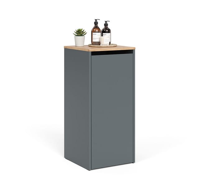 Vicco - Badschrank Viktor, Anthrazit/Goldkraft Eiche, 40.2 x 88.2 cm mit Wäschkorb
