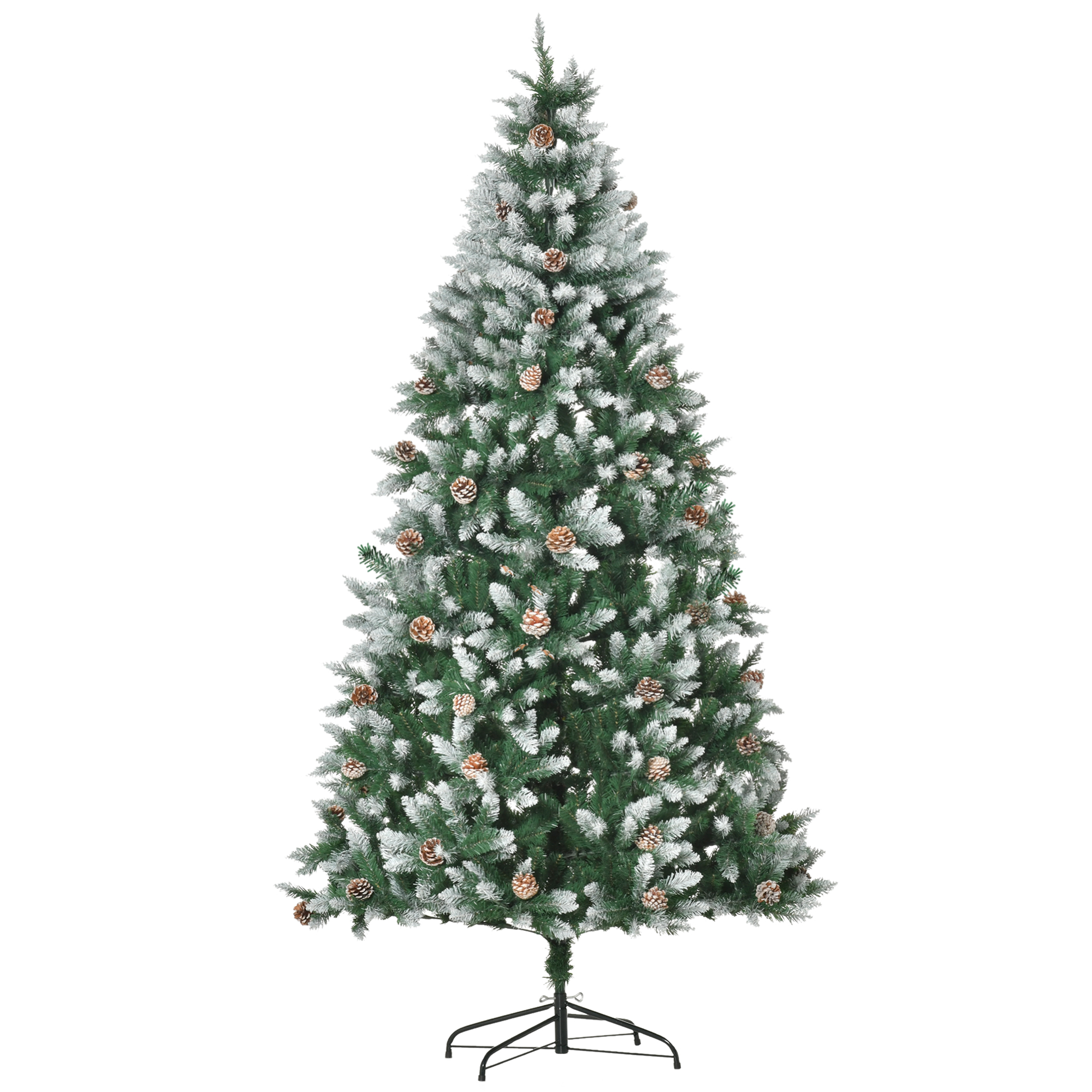 Künstlicher Weihnachtsbaum Ø 105 X 210 Cm Mit 1440 Pvc-zweigen Und 75 Tannenzapfen, Automatischer Öffnungsmechanismus, Klappbarer Fuß Und Stahlständer Für Den Innenbereich, Grün