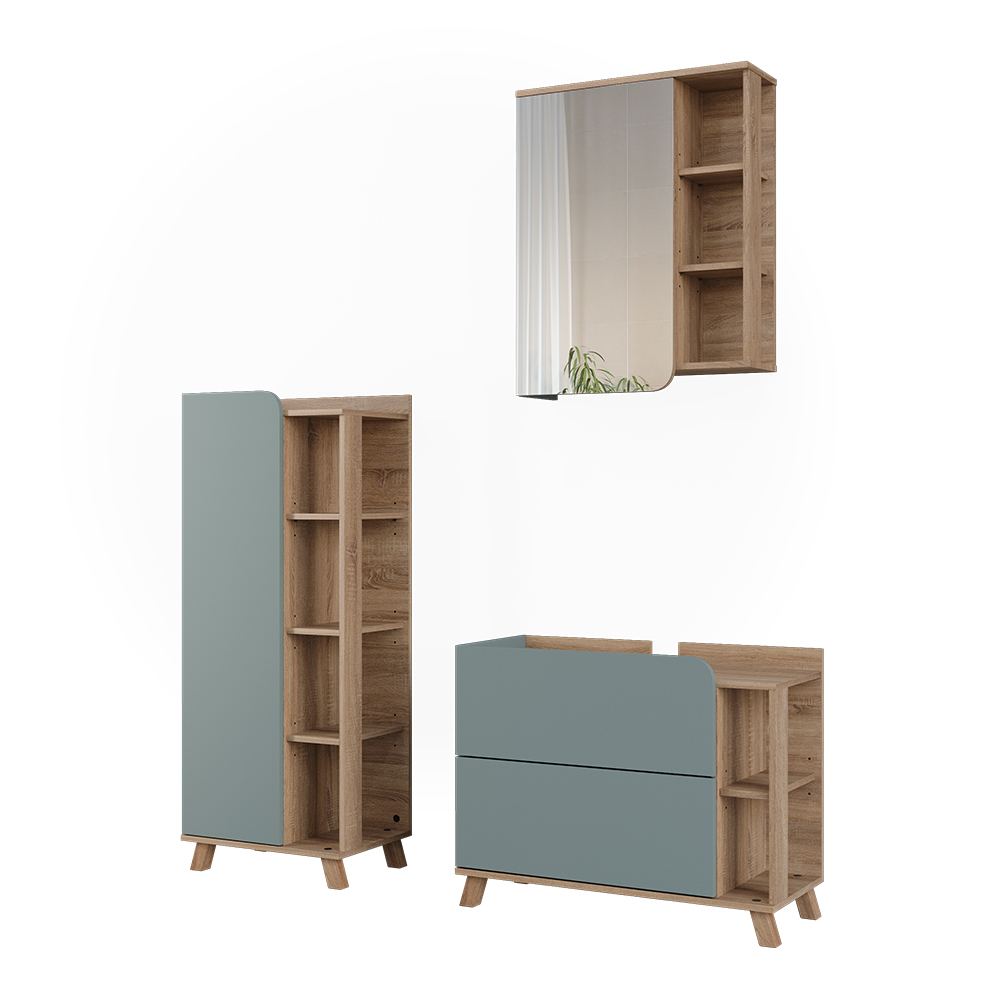 Badmöbel-set Karen, Blau/sonoma, 3-teilig, Vicco