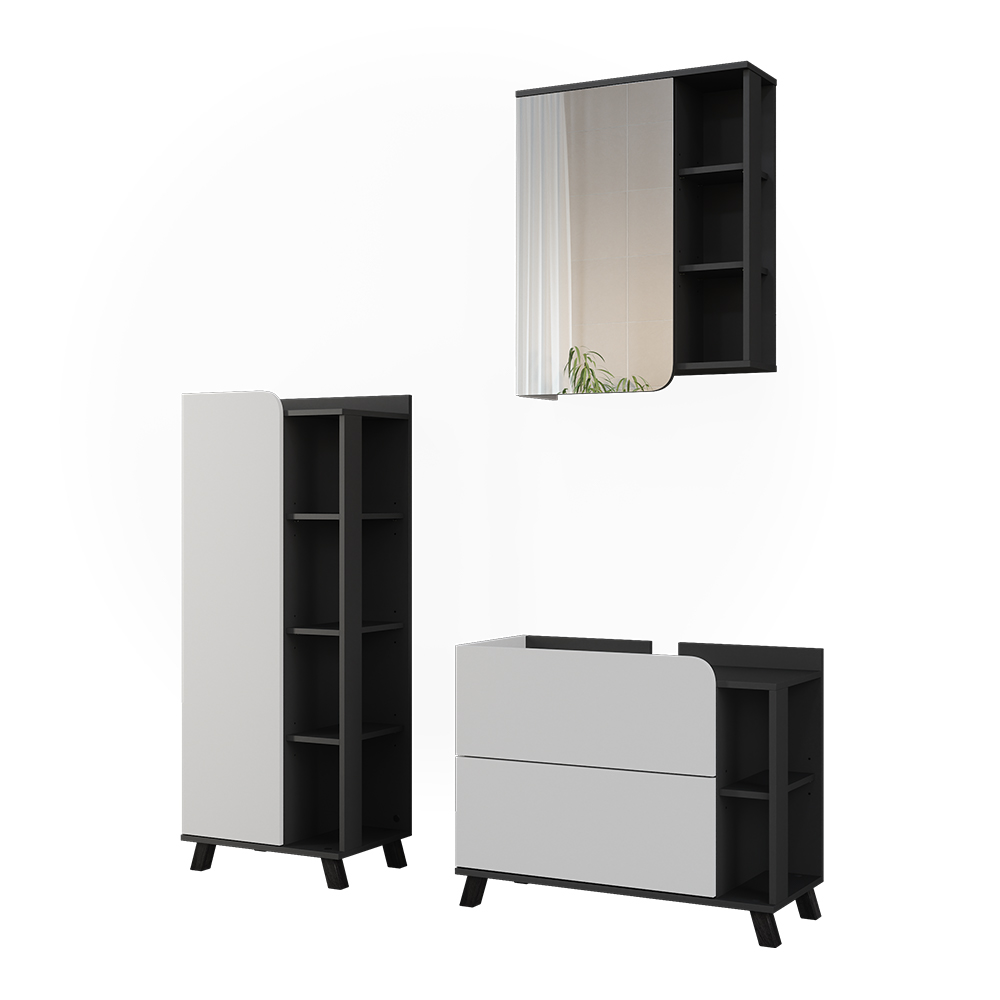 Badmöbel-set Karen, Weiß/anthrazit, 3-teilig, Vicco