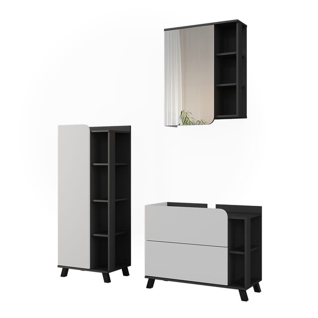 Badmöbel-set Karen, Weiß/anthrazit, 3-teilig, Vicco