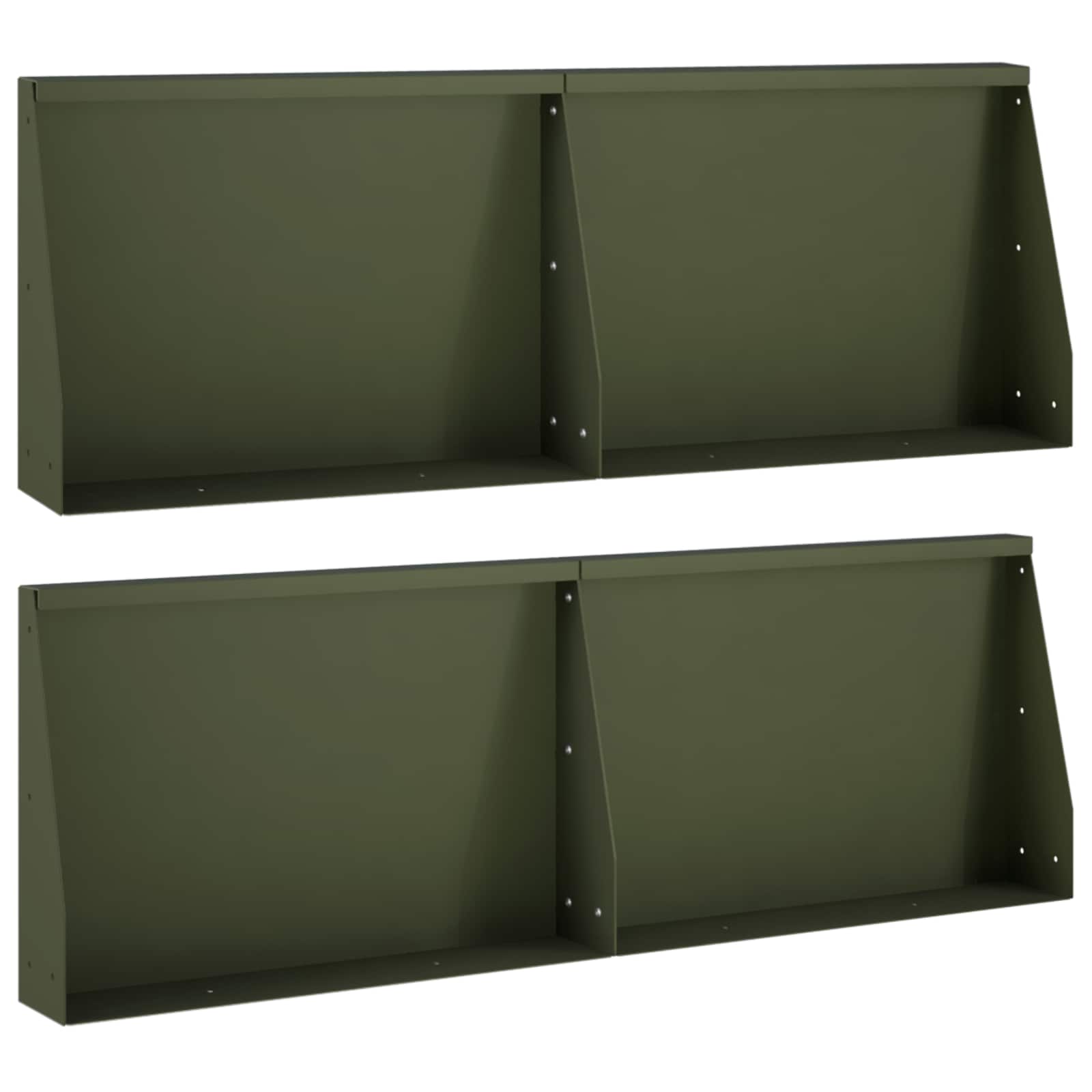Stützmauer 4 Stk. 60 X 12 X 30 Cm Stahl Olivgrün Vidaxl