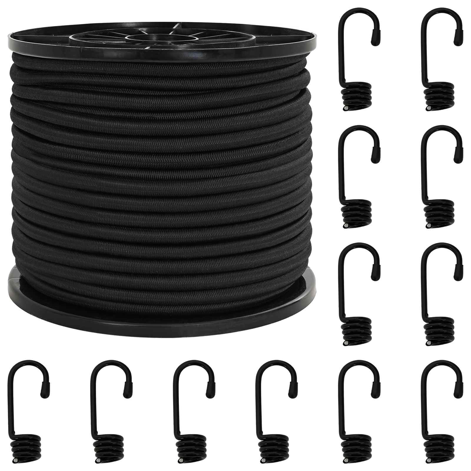 Bungee-schnüre Mit Haken 10 Mm Schwarz Pp Und Gummi Vidaxl