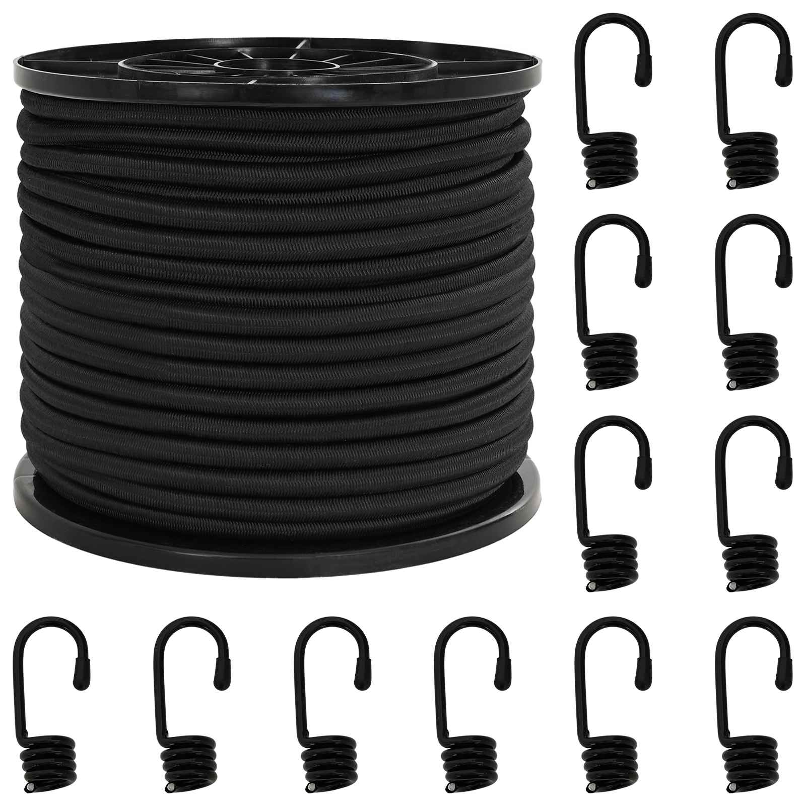 Bungee-schnüre Mit Haken 8 Mm Schwarz Pp Und Gummi Vidaxl