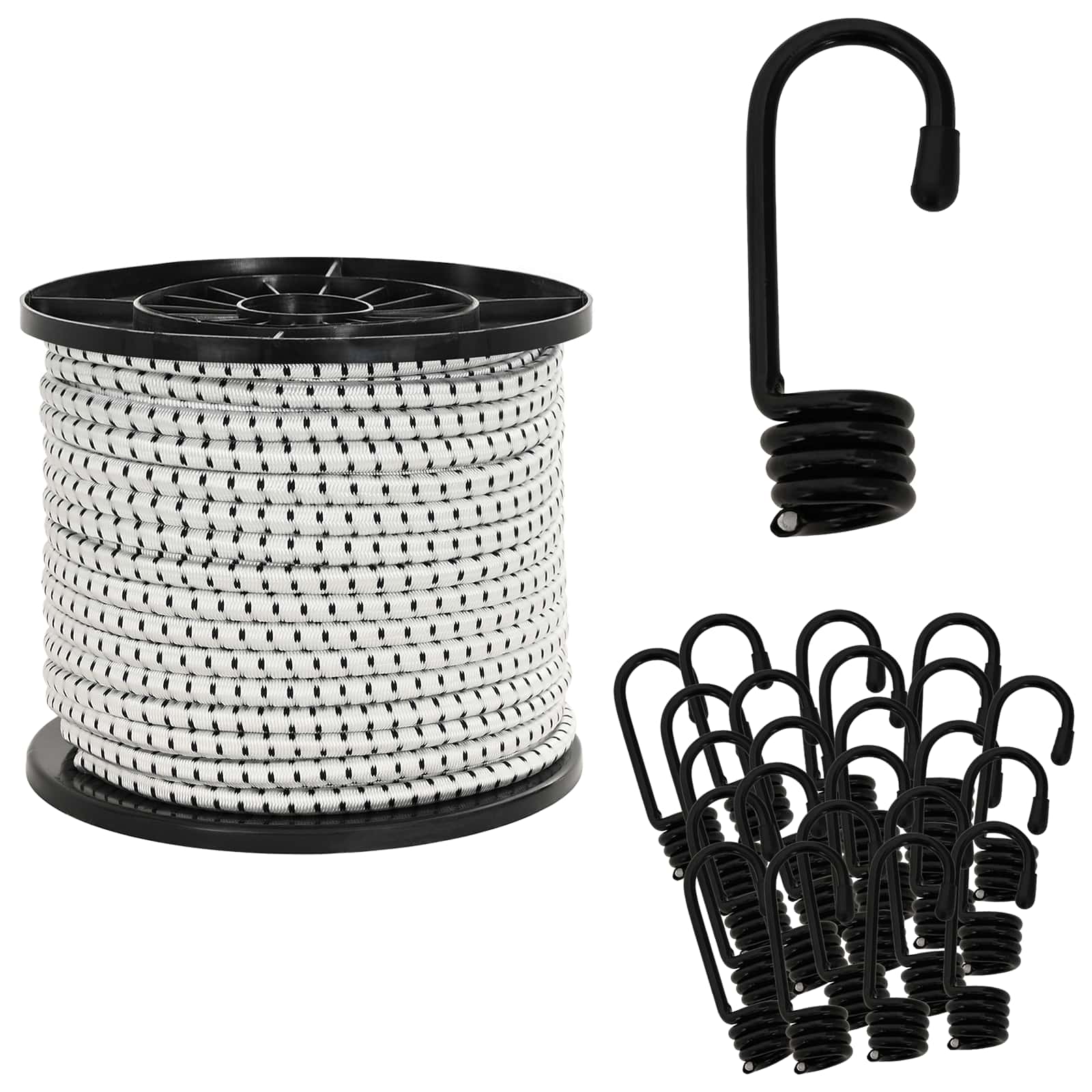 Bungee-schnüre Mit Haken 10 Mm 50 M Schwarz Und Weiß Vidaxl